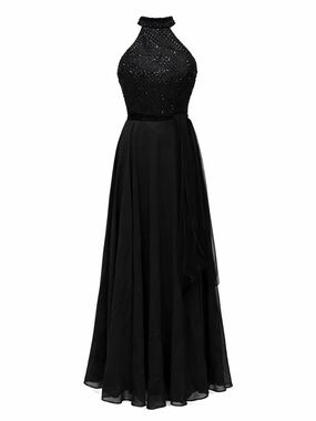 ALYCE Paris Black Halter Formal Dress Size 00 Beaded Open Back Evening Gown Prom